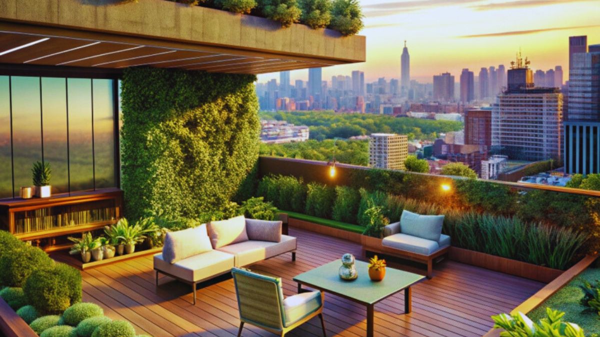 Terrace Design, Solar Lights, Pool, Rooftop, Trellis