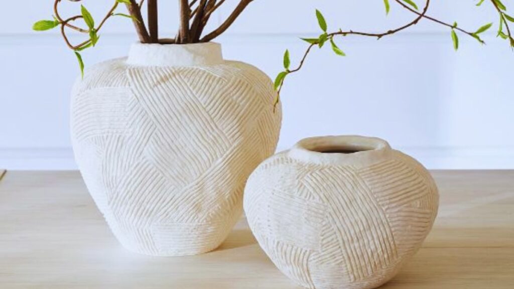 Vase, Square, Trendy, Home Decor, Boutique, Ceramic, Rustic