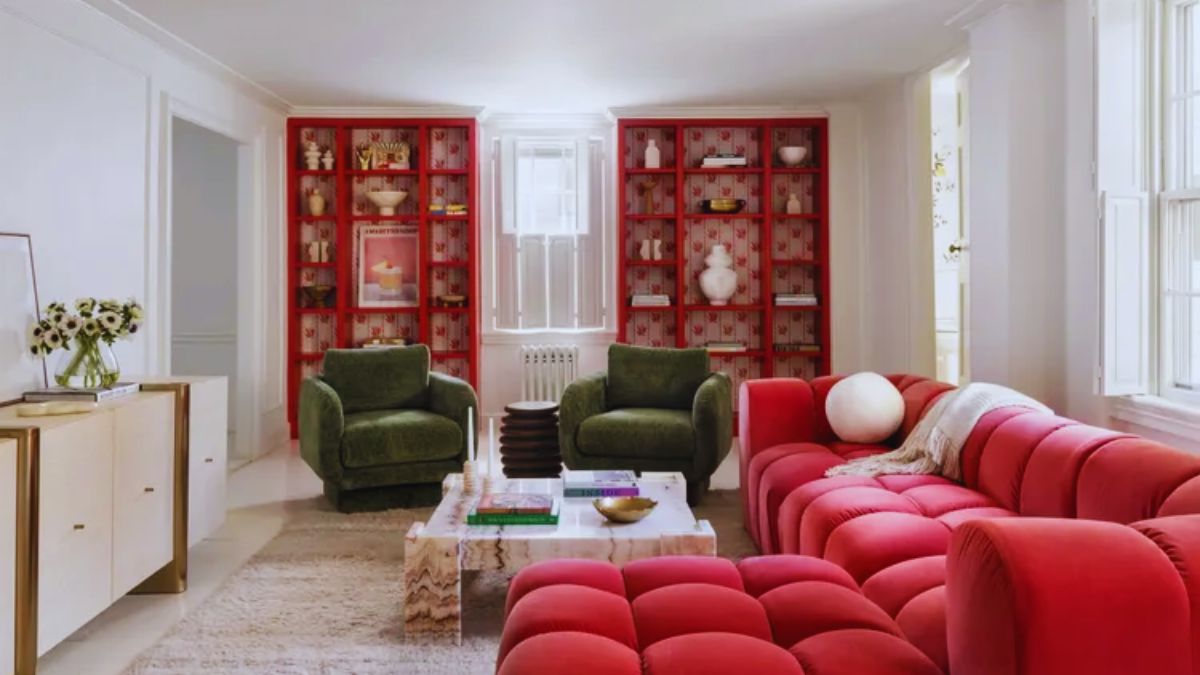 2026 interior design trends, home décor trends 2026, modern interior design, minimalism home décor, wood panelling trend, statement lighting ideas, curved furniture design, natural textures interiors, wallpaper design 2026, home styling inspiration